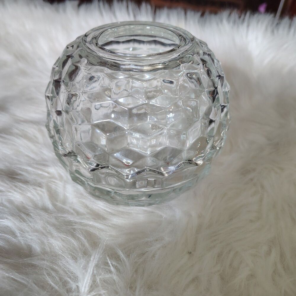 Vtg Homco Cubist Fairy Lamp Diamond Round Geometric Light Candle Holder Jar Lid
